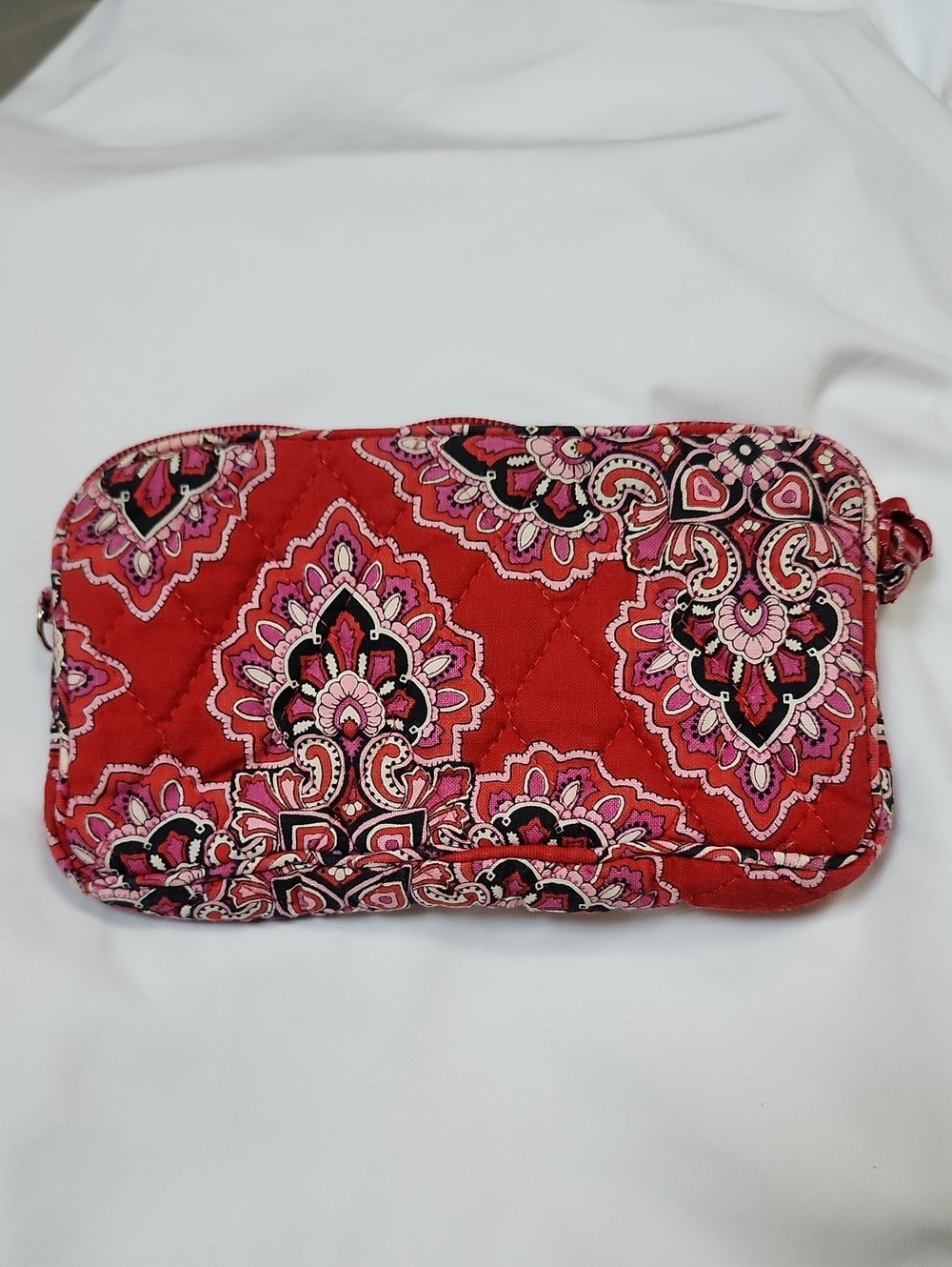 Vera Bradley Quilted Red Paisley Wristlet Cosmetic Bag